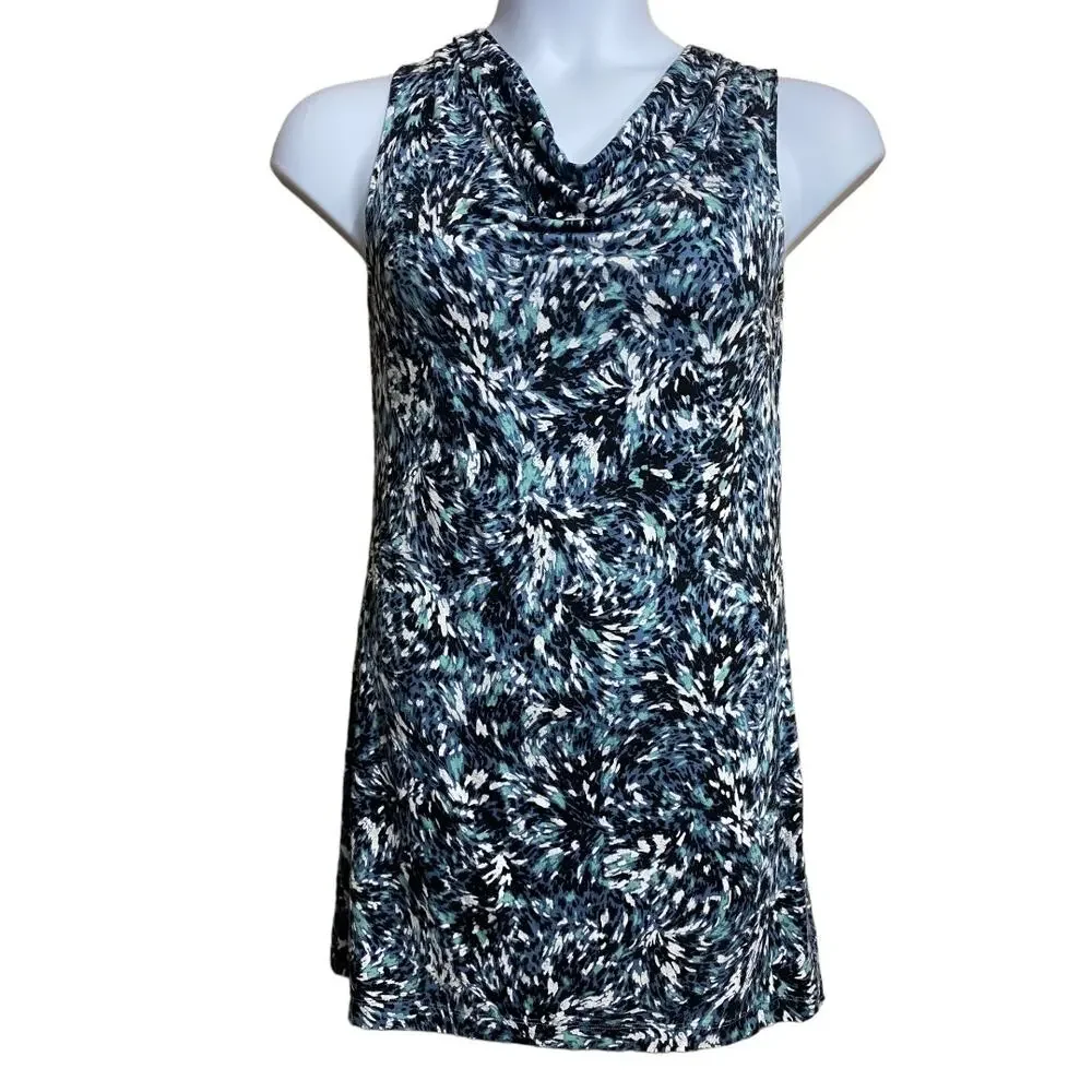 Soma blue green & white Lounge wear drape neck dress‎ XSmall